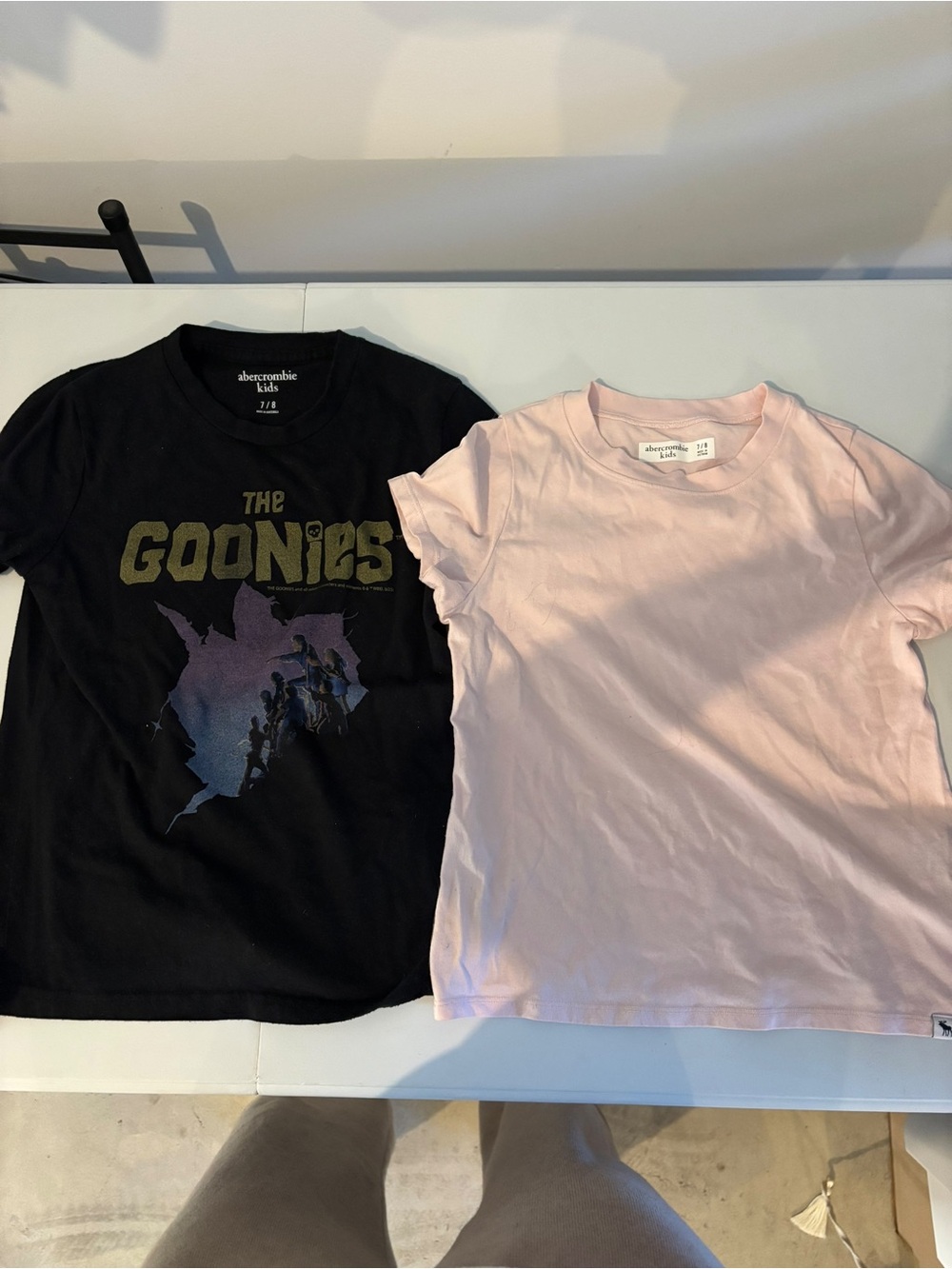 abercrombie kids Black Goonies Graphic Tee & Light Pink Crewneck Tee